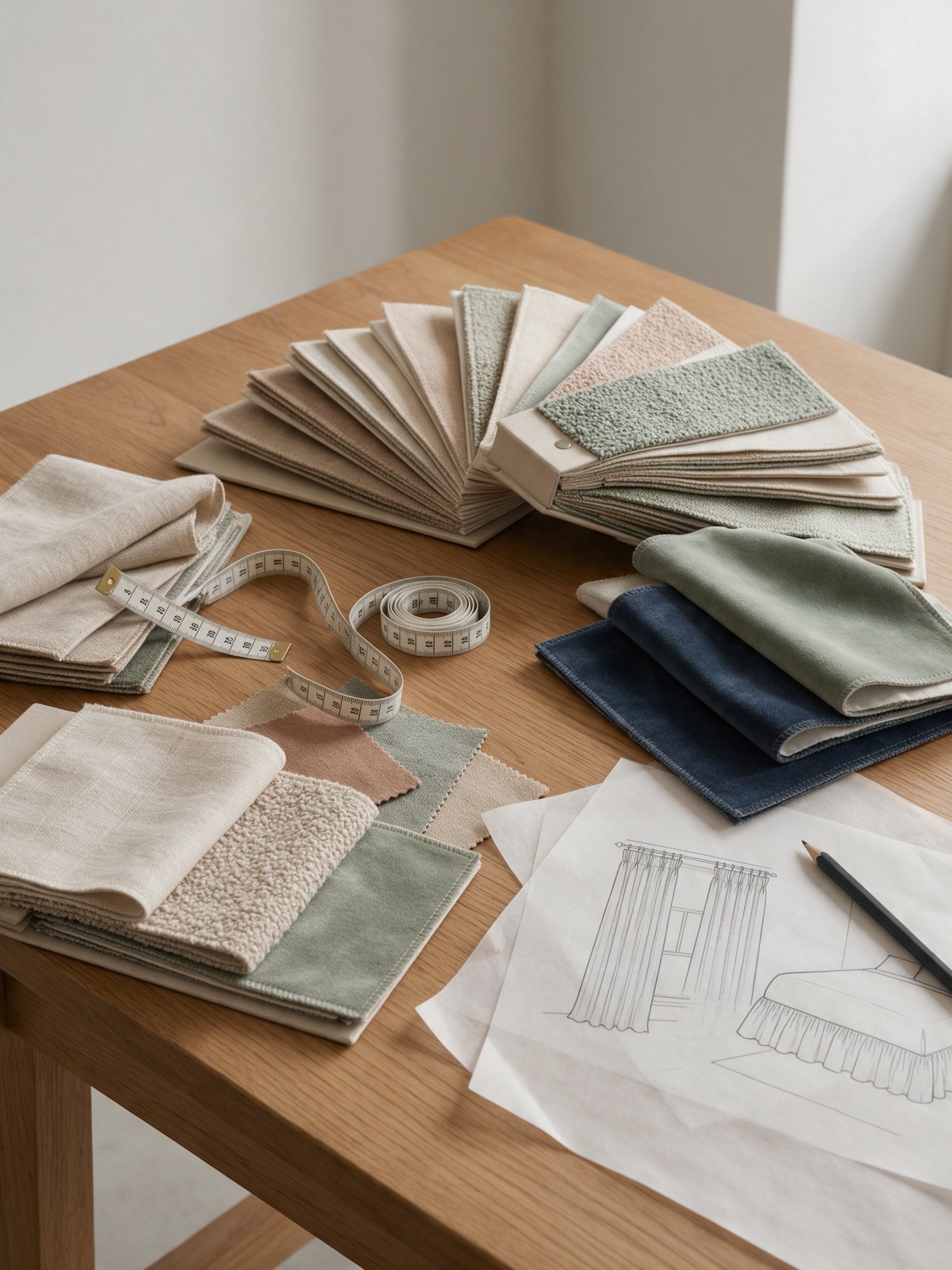 Tejidos preparados para un proyecto de textil a medida.